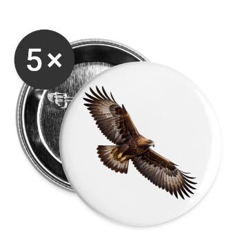 Steinadler im Flug – Adler mit mächtigen Schwingen - Buttons groß 56 mm (5er Pack) - Weiß - Vorne