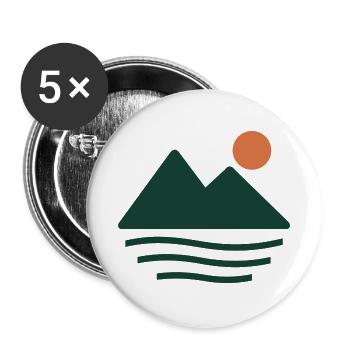 Bergsee im Morgenlicht – geometrisches Naturmotiv - Buttons groß 56 mm (5er Pack) - Weiß - Vorne