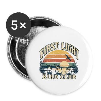 First Light Bird Club Vogelbeobachtung - Buttons groß 56 mm (5er Pack) - Weiß - Vorne