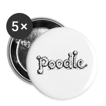 Poodle - Buttons groß 56 mm (5er Pack) - Weiß - Vorne