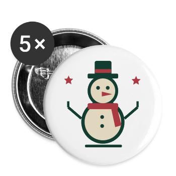 Schneemann mit Schal und Zylinder – Winter - Buttons groß 56 mm (5er Pack) - Weiß - Vorne