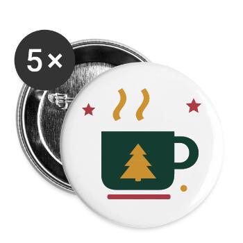 Winterkakao mit Tannenbaum – Adventsmotiv - Buttons groß 56 mm (5er Pack) - Weiß - Vorne