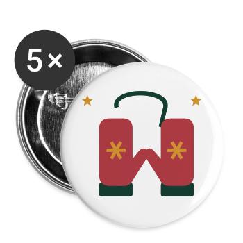 Winterhandschuhe mit goldenen Schneesternen - Buttons groß 56 mm (5er Pack) - Weiß - Vorne