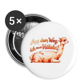 Aus dem Weg ich muss Häkeln Alpaka Geschenk - Buttons groß 56 mm (5er Pack) - Weiß - Vorne