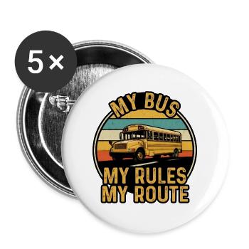 Mein Bus bestimmt meine Route - Buttons groß 56 mm (5er Pack) - Weiß - Vorne