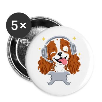 Gaming Cavalier King Charles Spaniel Headset  - Buttons groß 56 mm (5er Pack) - Weiß - Vorne