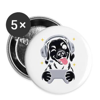 Gaming Labrador mit Headset und Controller - Buttons groß 56 mm (5er Pack) - Weiß - Vorne