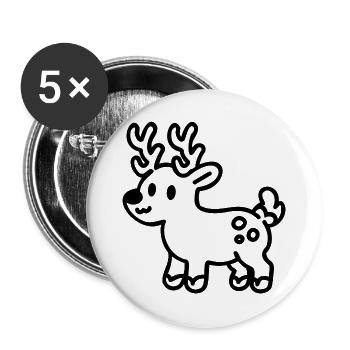 Niedliches Feiertags-Rentier Weihnachts Hirsch SVG - Buttons groß 56 mm (5er Pack) - Weiß - Vorne