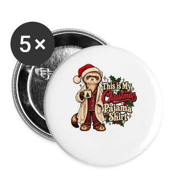 This is My Christmas Pajama Ferret Christmas - Buttons groß 56 mm (5er Pack) - Weiß - Vorne