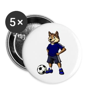 Fussball Wolf Blau - Buttons groß 56 mm (5er Pack) - Weiß - Vorne