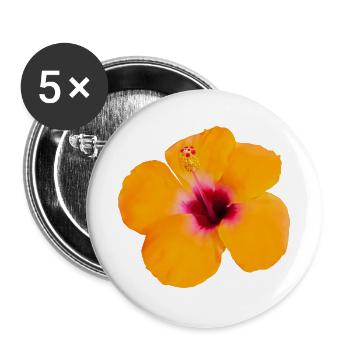 Orangene Hibiskusblüte Hibiscus Y2K Aesthetic - Buttons groß 56 mm (5er Pack) - Weiß - Vorne