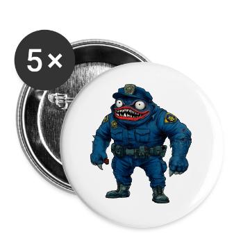 Monster Polizei / Halloween Cop - Buttons groß 56 mm (5er Pack) - Weiß - Vorne