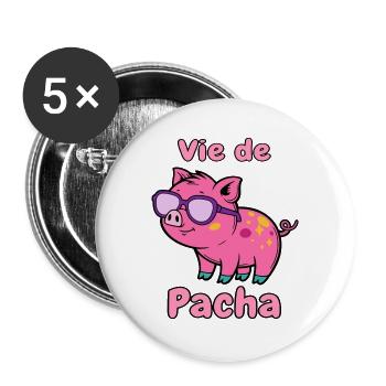 Leben von Pacha Pig Glam - Buttons groß 56 mm (5er Pack) - Weiß - Vorne