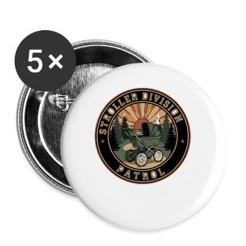 Waldkinderwagen Patrol Abzeichen - Buttons groß 56 mm (5er Pack) - Weiß - Vorne