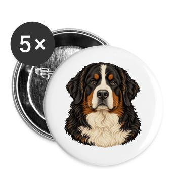 Berner Sennenhund – Treuer Blick - Buttons groß 56 mm (5er Pack) - Weiß - Vorne