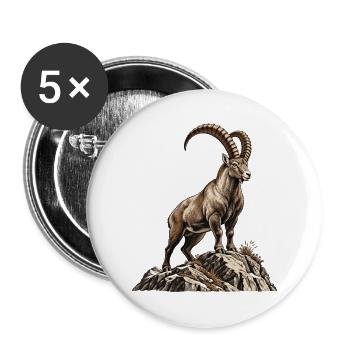 Alpensteinbock – König der Felsen - Buttons groß 56 mm (5er Pack) - Weiß - Vorne