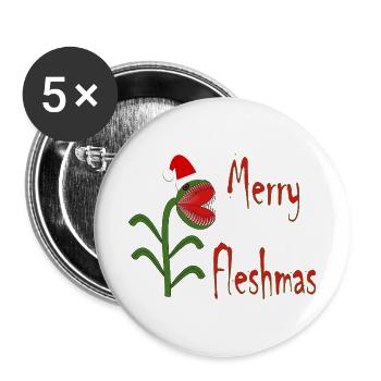 Fröhliche Fleischfliegenfalle der Santa-Venusfliegenfalle - Buttons groß 56 mm (5er Pack) - Weiß - Vorne