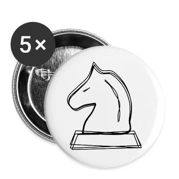 Schachspringer handgezeichnet - Buttons groß 56 mm (5er Pack) - Weiß - Vorne
