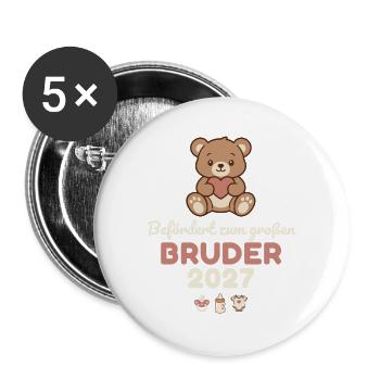 Befördert zum großen Bruder 2027 – Süß - Buttons groß 56 mm (5er Pack) - Weiß - Vorne