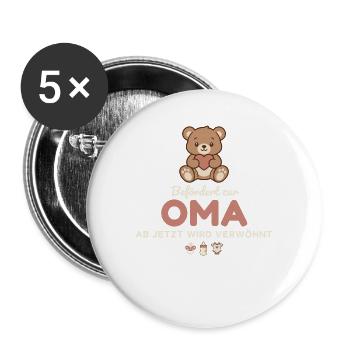 Befördert zur Oma 2027 – Teddy - Buttons groß 56 mm (5er Pack) - Weiß - Vorne