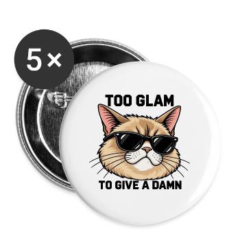 Cool Cat Sunglasses - Buttons groß 56 mm (5er Pack) - Weiß - Vorne