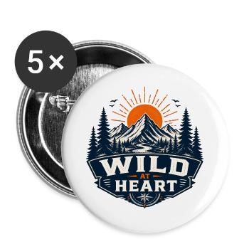 Wild at Heart Bergwelt - Buttons groß 56 mm (5er Pack) - Weiß - Vorne