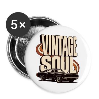 Vintage Soul Classic Car - Buttons groß 56 mm (5er Pack) - Weiß - Vorne