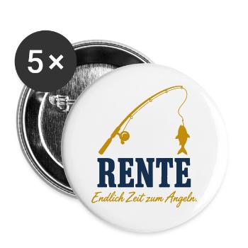 Rente Angeln – Lustiges Rentengeschenk - Buttons groß 56 mm (5er Pack) - Weiß - Vorne