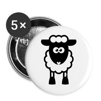 Schaf / Schäfchen / Lamm / Lämmchen / Black (POS) - Buttons groß 56 mm (5er Pack) - Weiß - Vorne