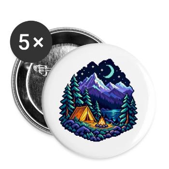 Camping unter dem Mond - Buttons groß 56 mm (5er Pack) - Weiß - Vorne