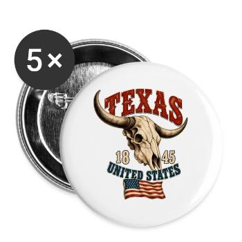 Texas Skull USA Flag - Buttons groß 56 mm (5er Pack) - Weiß - Vorne