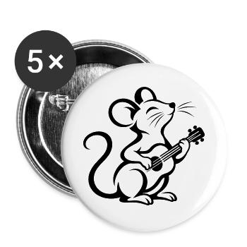 Maus Ratte Silhouette Watscheln Snowboard Musiker - Buttons groß 56 mm (5er Pack) - Weiß - Vorne