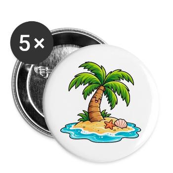 Tropische Palme – Sommer am Meer - Buttons groß 56 mm (5er Pack) - Weiß - Vorne