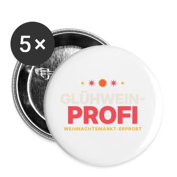 Glühwein-Profi Weihnachtsmarkt - Buttons groß 56 mm (5er Pack) - Weiß - Vorne
