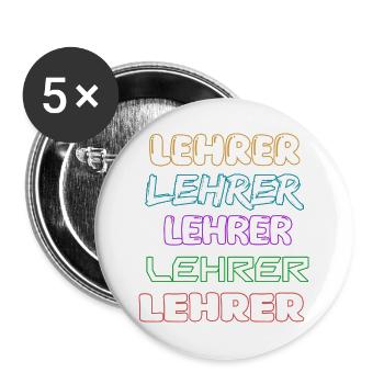 Beruf Lehrer - Buttons groß 56 mm (5er Pack) - Weiß - Vorne