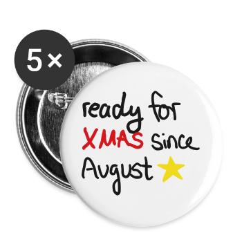 Ready for Xmas – Weihnachtsstimmung ab August - Buttons groß 56 mm (5er Pack) - Weiß - Vorne