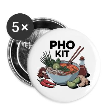 Pho Kit Lustige Nudelsuppenliebhaber - Buttons groß 56 mm (5er Pack) - Weiß - Vorne