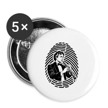 Oboe Oboist Fingerabdruck Orchester Holzbläser - Buttons groß 56 mm (5er Pack) - Weiß - Vorne