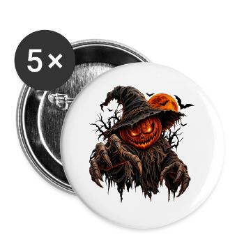 Grusel-Kürbisgeist im Finsterwald - Buttons groß 56 mm (5er Pack) - Weiß - Vorne