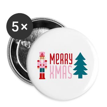 Merry Xmas Nussknacker - Buttons groß 56 mm (5er Pack) - Weiß - Vorne
