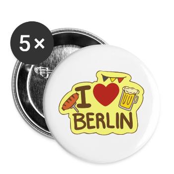 Ich liebe Berlin - Buttons groß 56 mm (5er Pack) - Weiß - Vorne