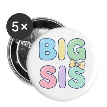 große Schwester - Buttons groß 56 mm (5er Pack) - Weiß - Vorne