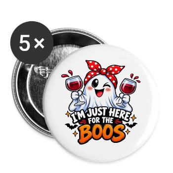 Geist mit Wein – Ich bin hier für Vogelscheuchen - Buttons groß 56 mm (5er Pack) - Weiß - Vorne