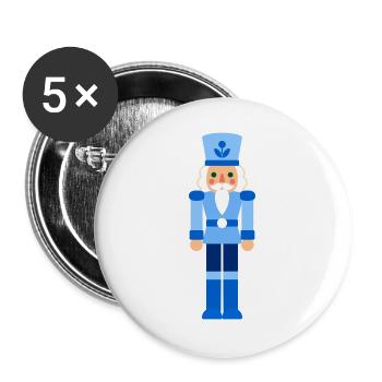 Nussknacker blau Weihnachten - Buttons groß 56 mm (5er Pack) - Weiß - Vorne