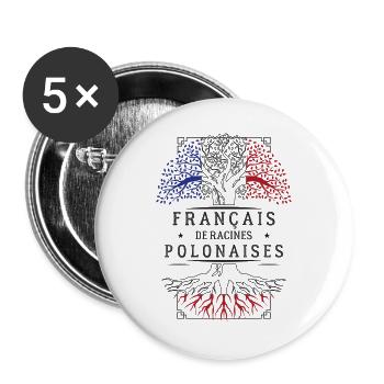 French Polish Roots T-Shirt Geschenk H... - Buttons groß 56 mm (5er Pack) - Weiß - Vorne