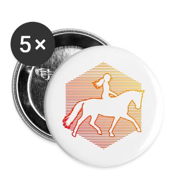 Geschenkidee für eine Springreiterin mit Reitsport - Buttons groß 56 mm (5er Pack) - Weiß - Vorne