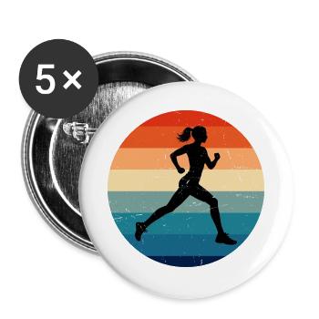 Geschenkidee für eine Running mit Running - Buttons groß 56 mm (5er Pack) - Weiß - Vorne