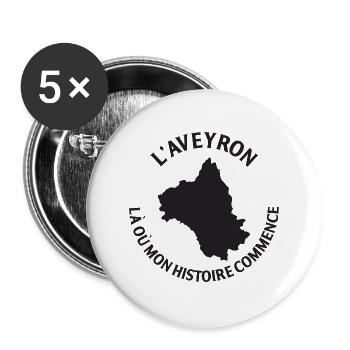 L Aveyron, wo meine Geschichte beginnt, T-Shirt c... - Buttons groß 56 mm (5er Pack) - Weiß - Vorne