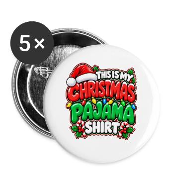 Weihnachts Pyjama Shirt - Buttons groß 56 mm (5er Pack) - Weiß - Vorne