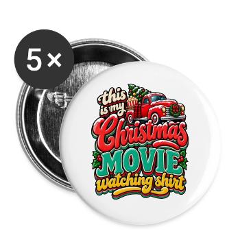 Weihnachtsfilm Retro Truck Shirt - Buttons groß 56 mm (5er Pack) - Weiß - Vorne